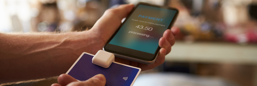 Credit Card Payment App Attached To Mobile Phone